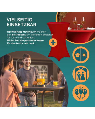 Stehtisch Grau Ø80cm mit Husse Bordeaux